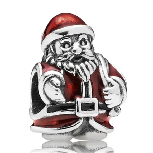 Pandora Retired Sterling Silver St. Nick Santa Christmas Bead  -791231ENMX - Picture 1 of 6